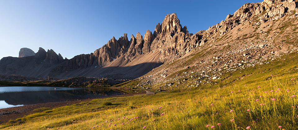 The Piani lake at the tre cime di Lavaredo in the Dolomites