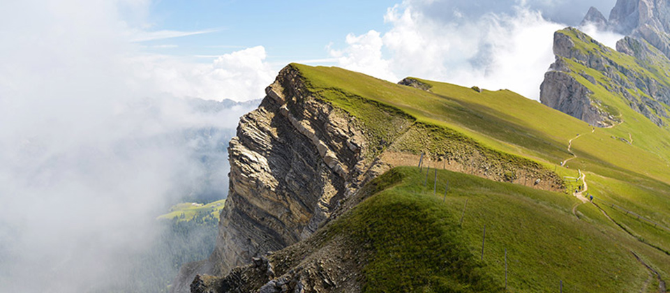 Vista scenografica delle Dolomiti in Val Gardena